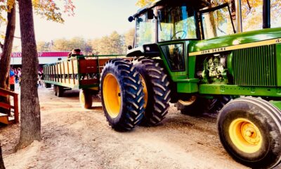 a tractor parked in the dirt